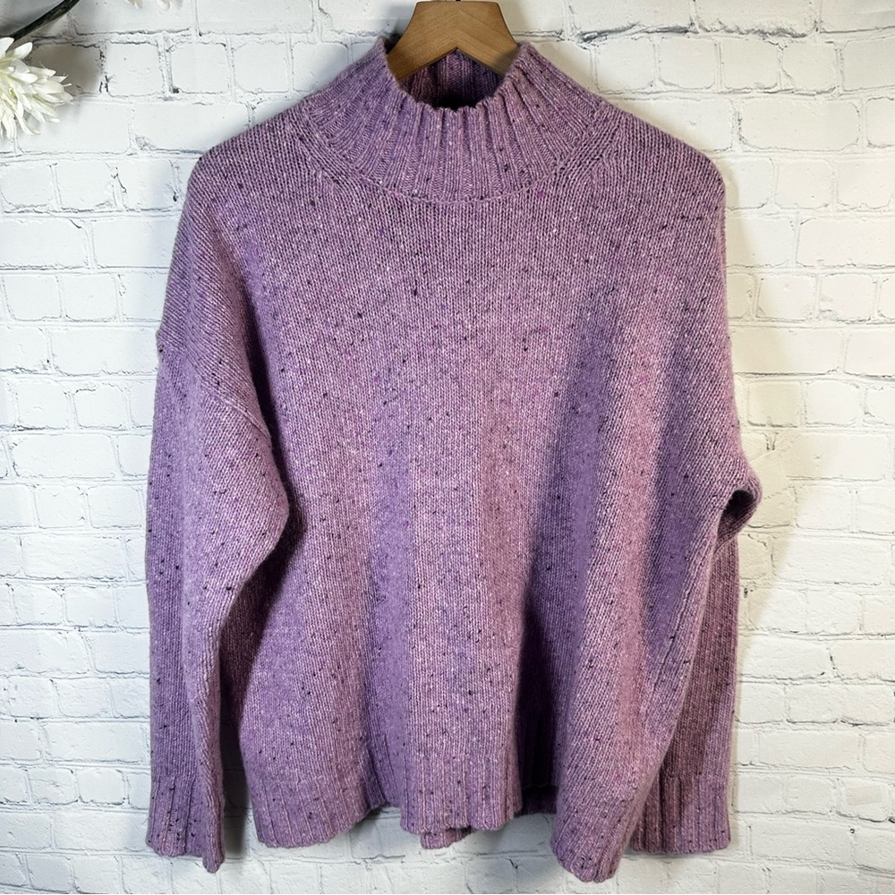 J. Crew Ribbed Turtleneck Sweater Donegal Wool Berry Shake Size Medium